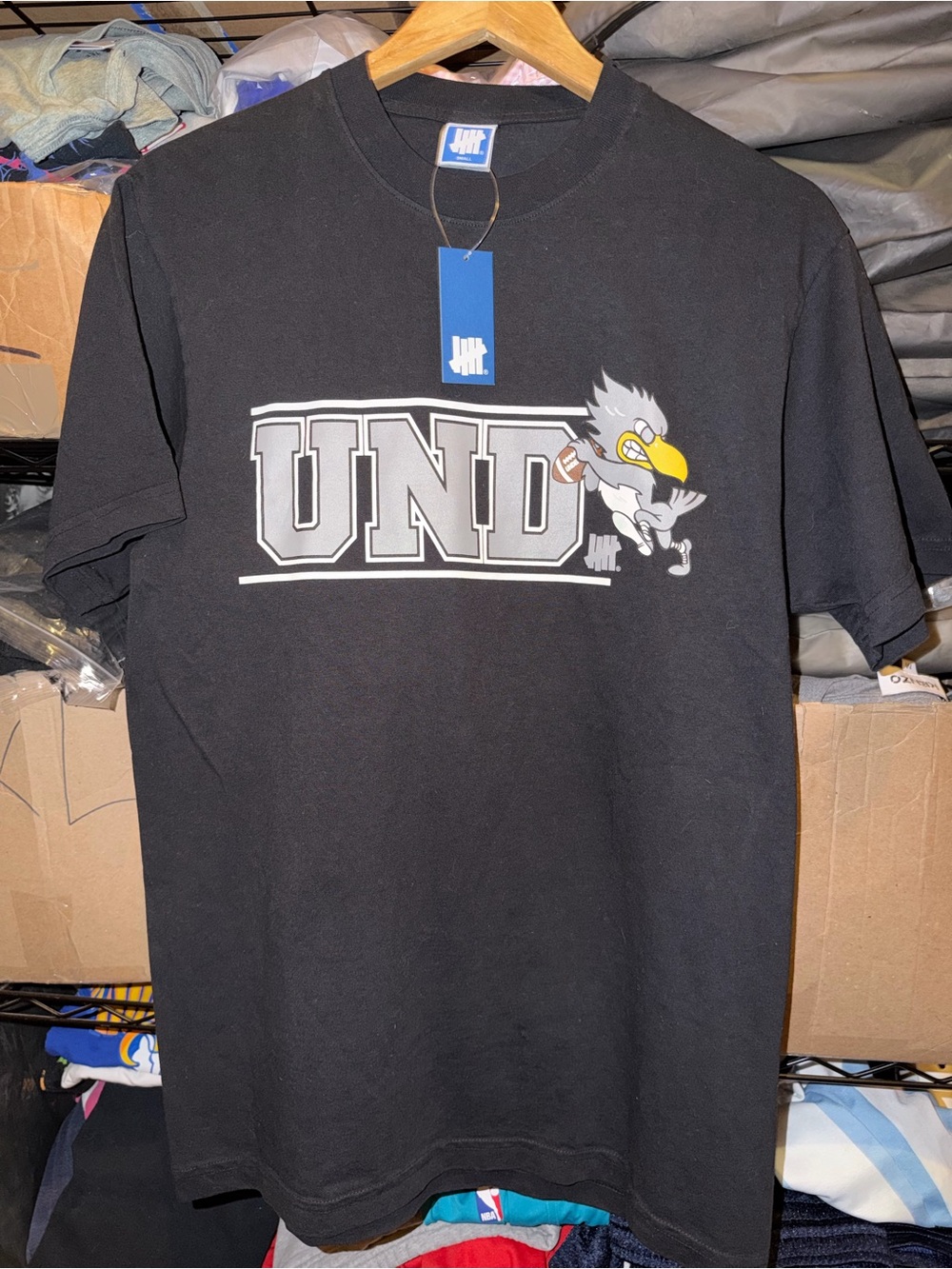 Brand New Undftd Black Silver Bird Football Graphic Tshirt Size Men’s Small NWT